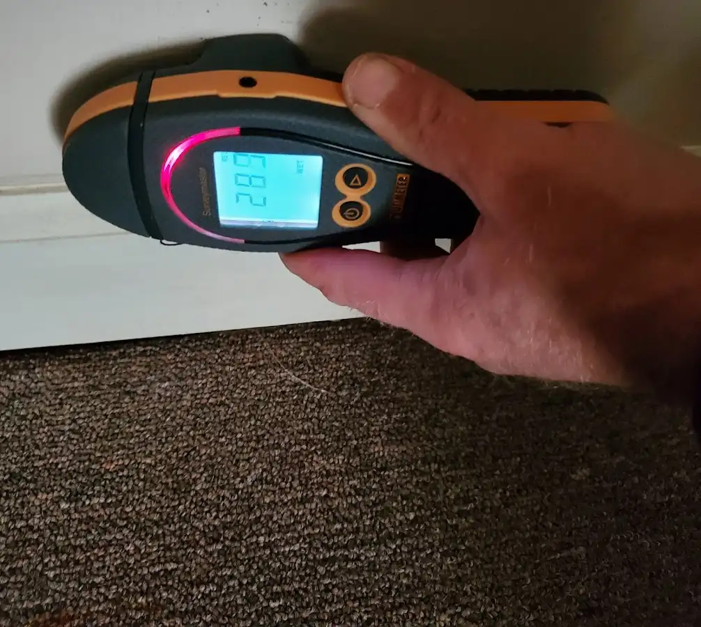 Moisture detection at baseboard during Sewage Cleanup & Sanitation in South Brunswick